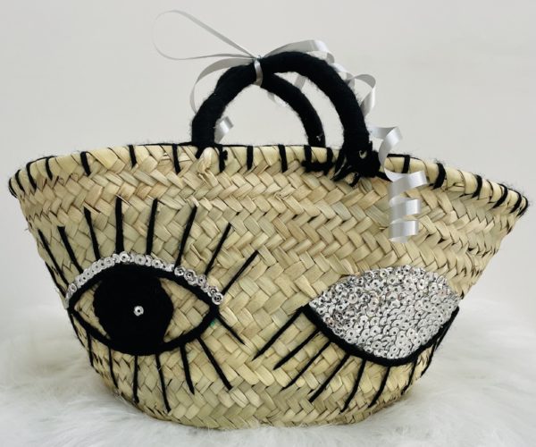 PANIER EN OSIER OEIL "Argent"